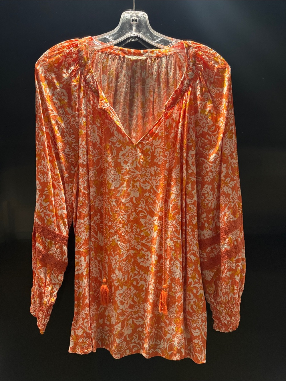 Jane and Delancey orange, white and gold blouse